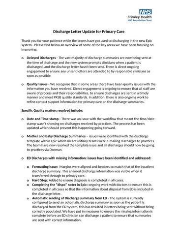 Draft Discharge Letter Update for Primary Care 07 12 2022