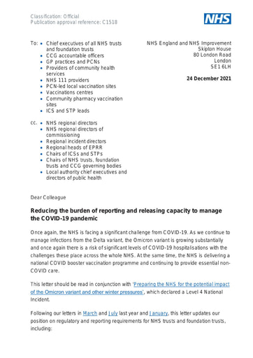 C1518 Reducing the burden of reporting and releasing capacity to manage the COVID 19 pandemic 241221