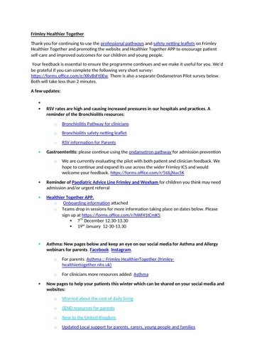 Frimley Healthier Together