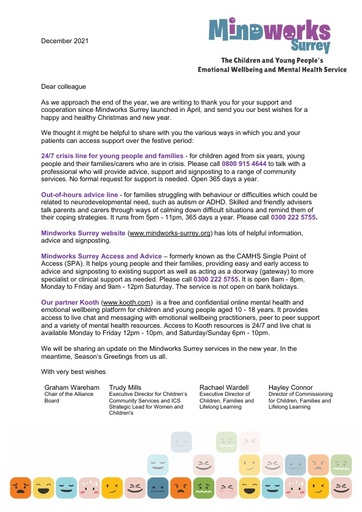 Mindworks Surrey December update for GPs