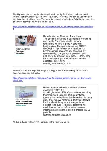 Hypertension education