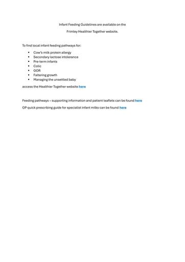 Infant feeding guidelines – including cow’s milk protein allergy