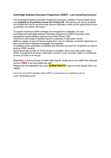 Cambridge Diabetes Education Programme