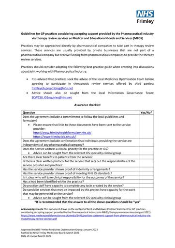 Guidelines for GP practices to assess pharma funded medication review services