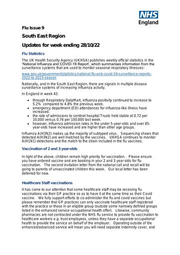 20221028 SE Flu Update Issue 9