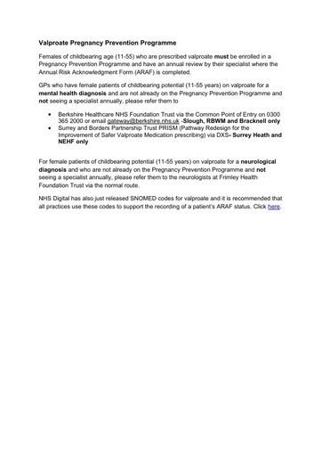 Valproate Pregnancy Prevention Programme