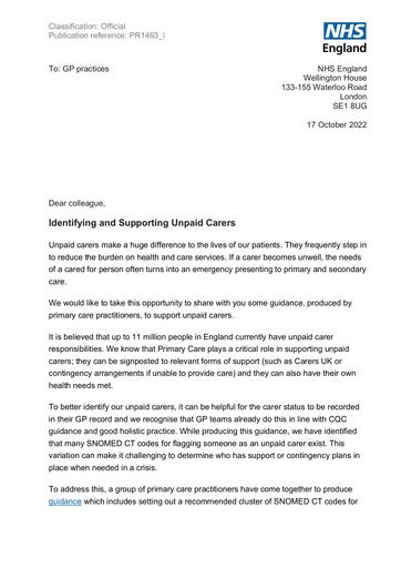 How to identify and support unpaid carers October 2022