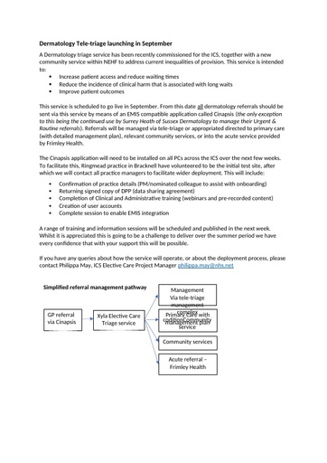 Derm Launch GP Comms